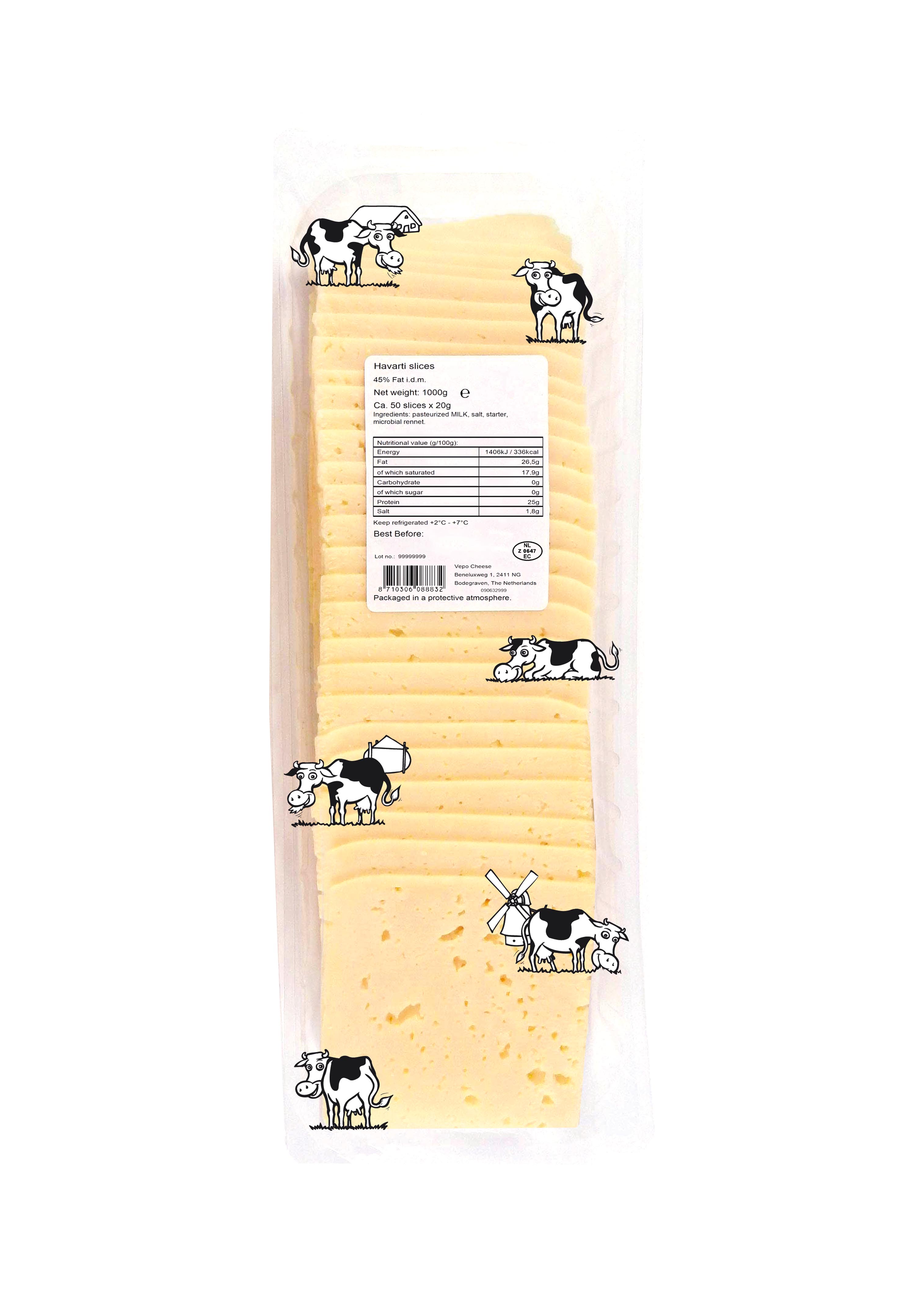 Havarti cheese slices Vepo Cheese