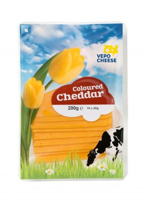 Coloured Cheddar cheese slices
