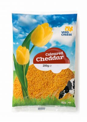 Coloured Cheddar grated cheese